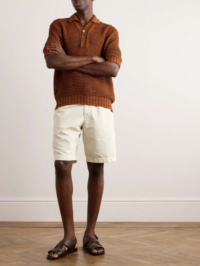 ZEGNA Straight-Leg Pleated Cotton and Linen-Blend Twill Shorts outlook