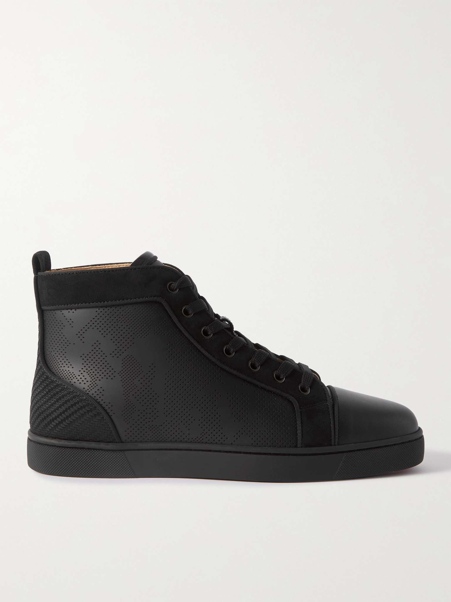 Louis Orlato Grosgrain-Trimmed Perforated Leather High-Top Sneakers - 1