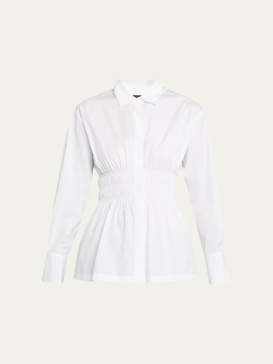 Blythe Smocked Poplin Shirt - 1