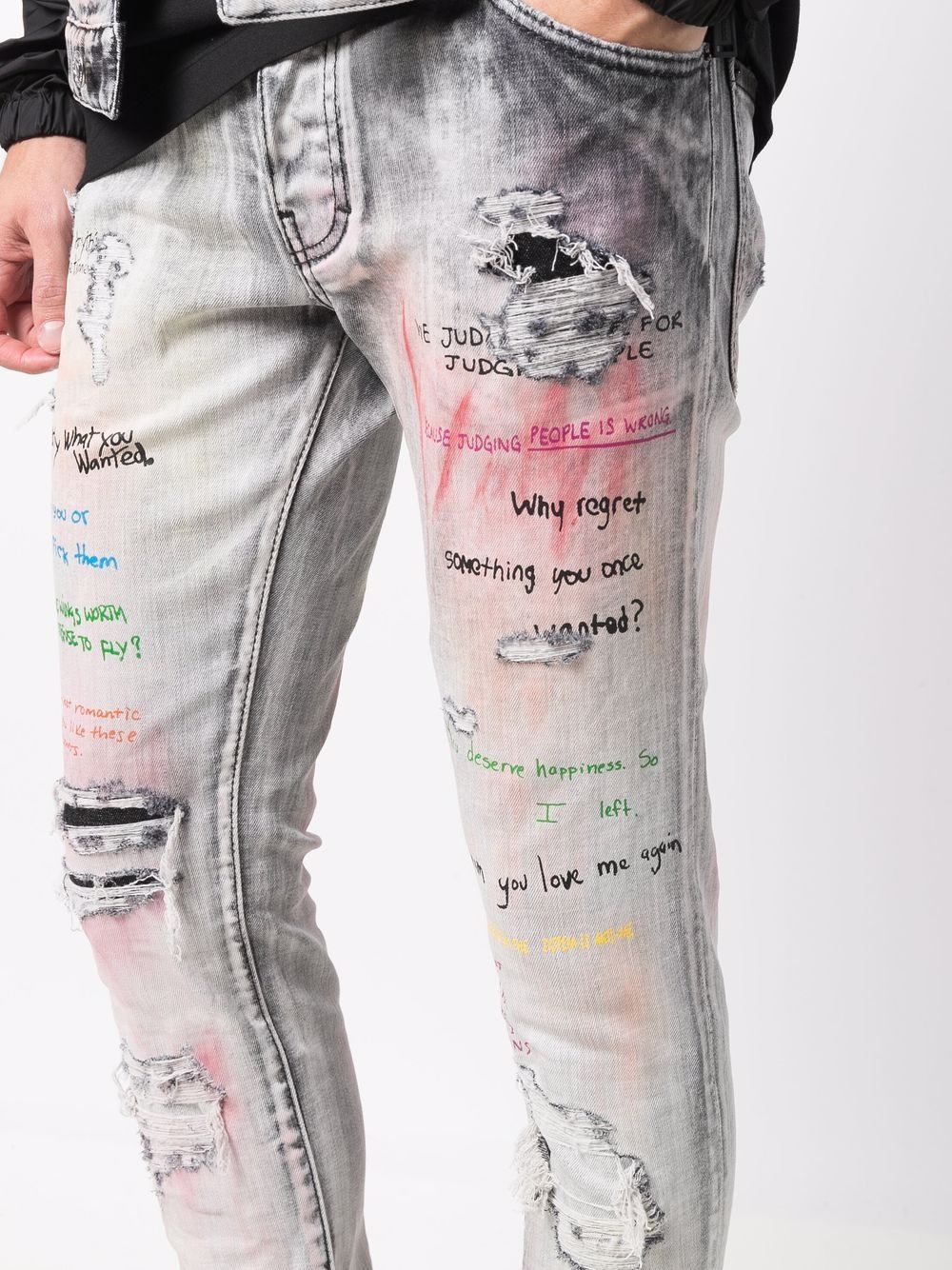 mid-rise graffiti-print straight-leg jeans - 5