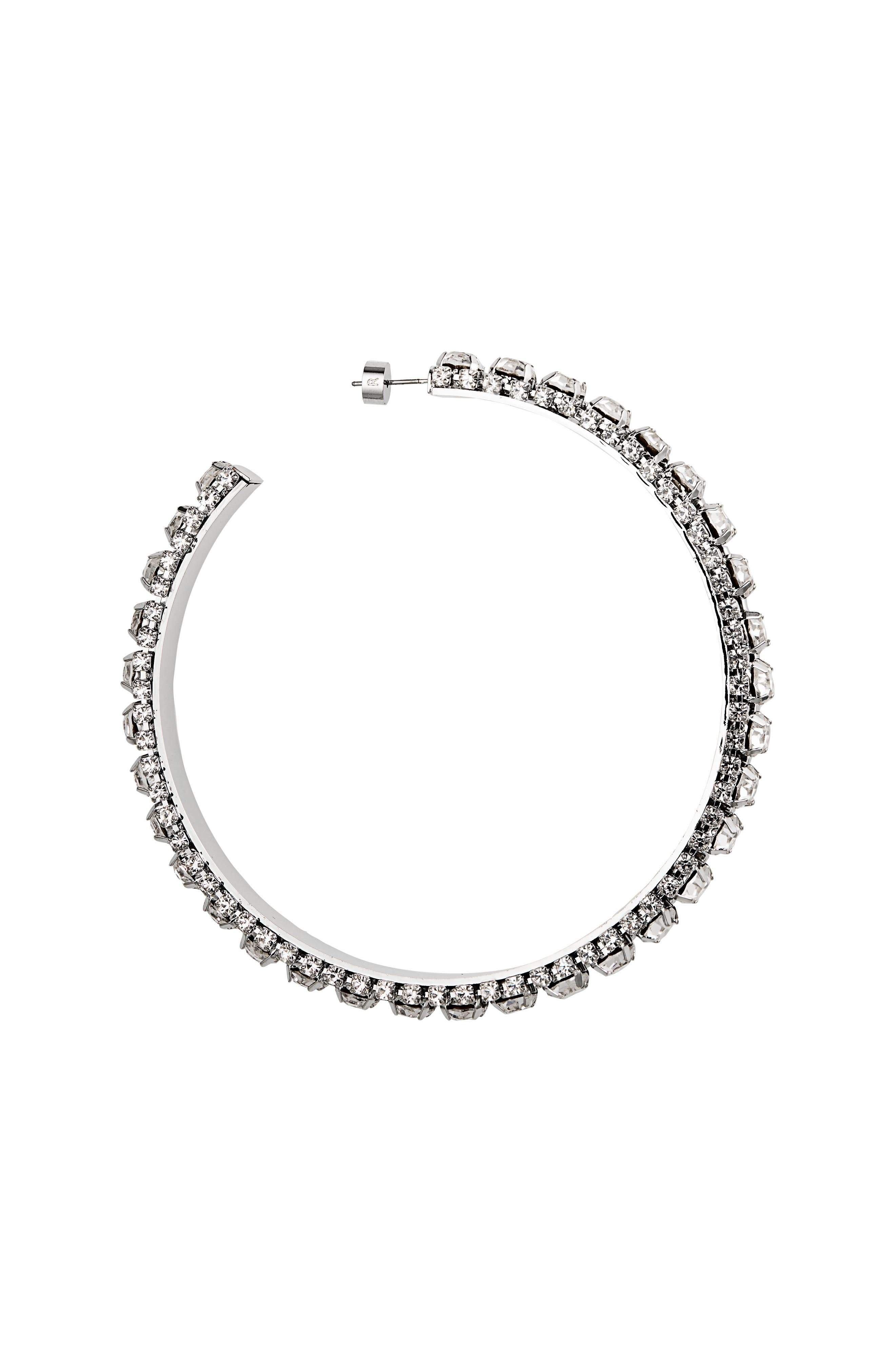 Area Large Crystal Hoop Earrings in Clear Crystal/Silver at Nordstrom - 3