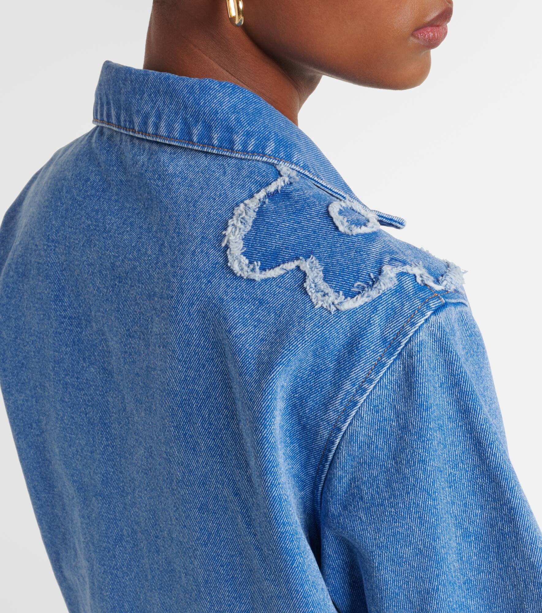 Floral embroidered denim shirt - 6