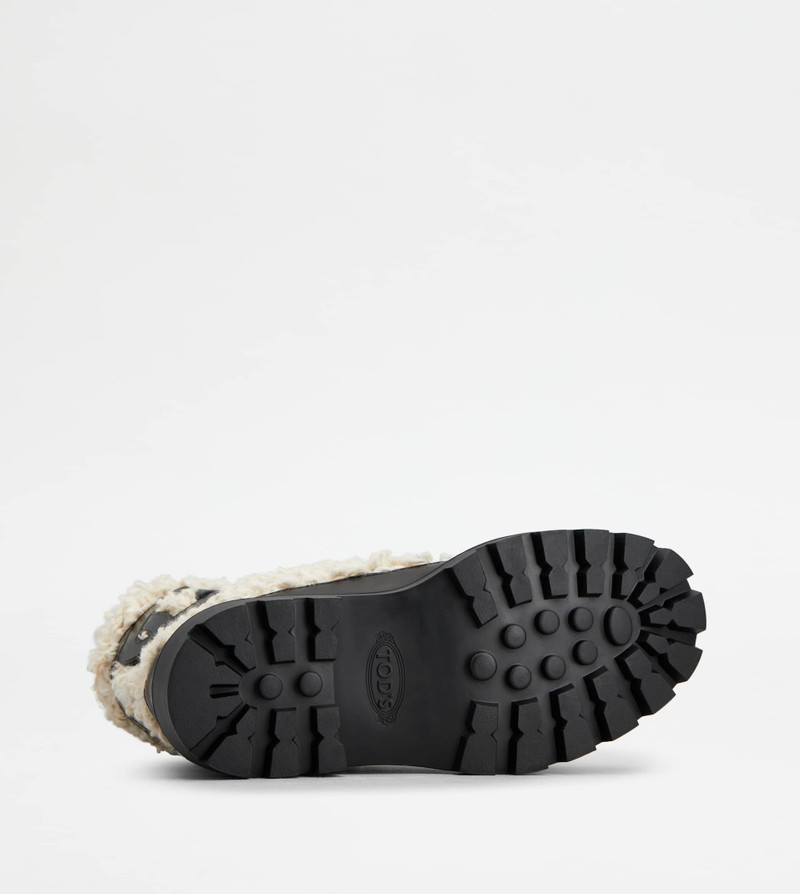 KATE ANKLE BOOTS IN BOUCLÉ FABRIC AND LEATHER - BLACK, OFF WHITE 4