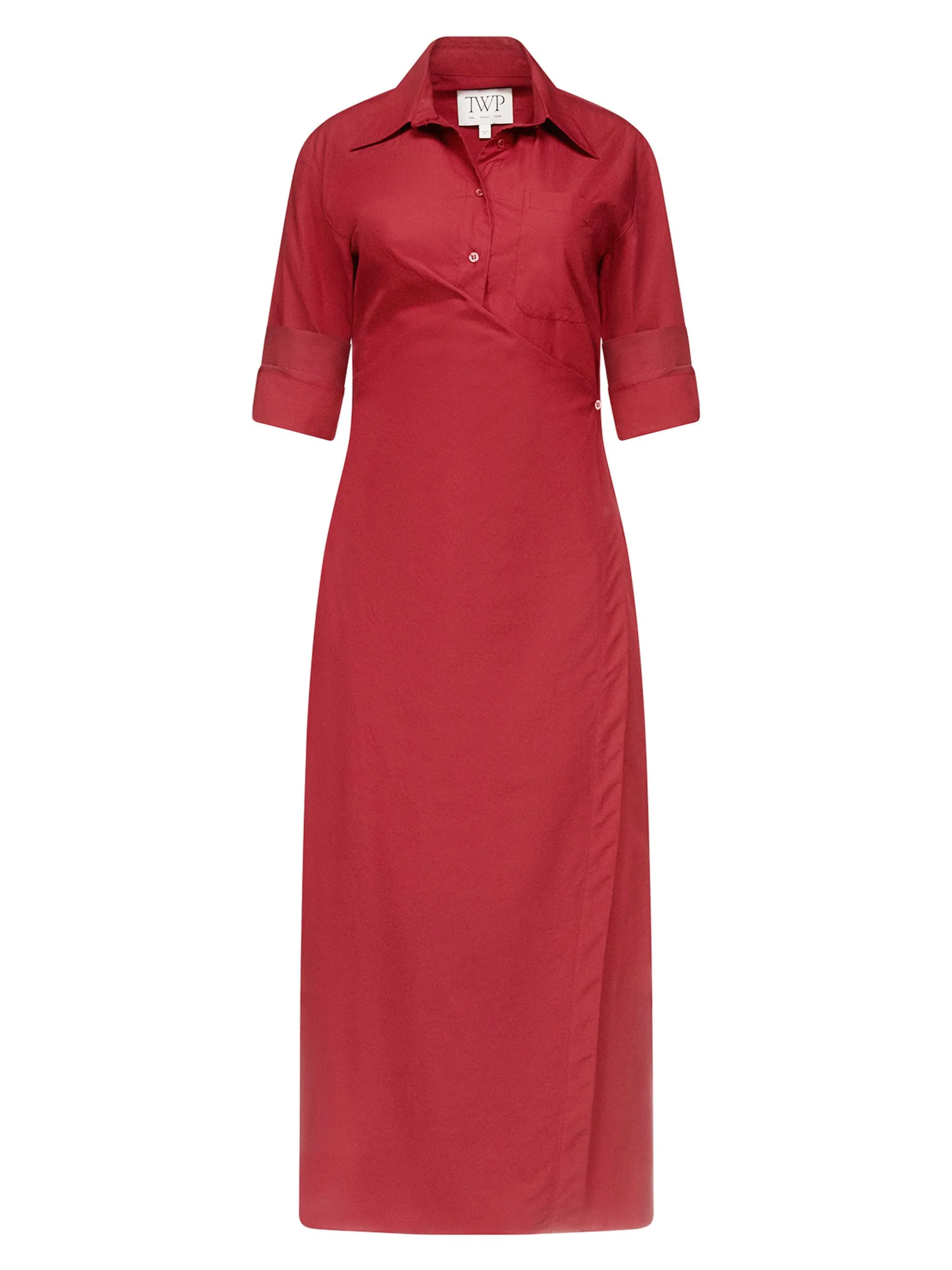 Women's New Earl Cotton Wrap-Style Maxi Shirtdress - Karanda Red - 1