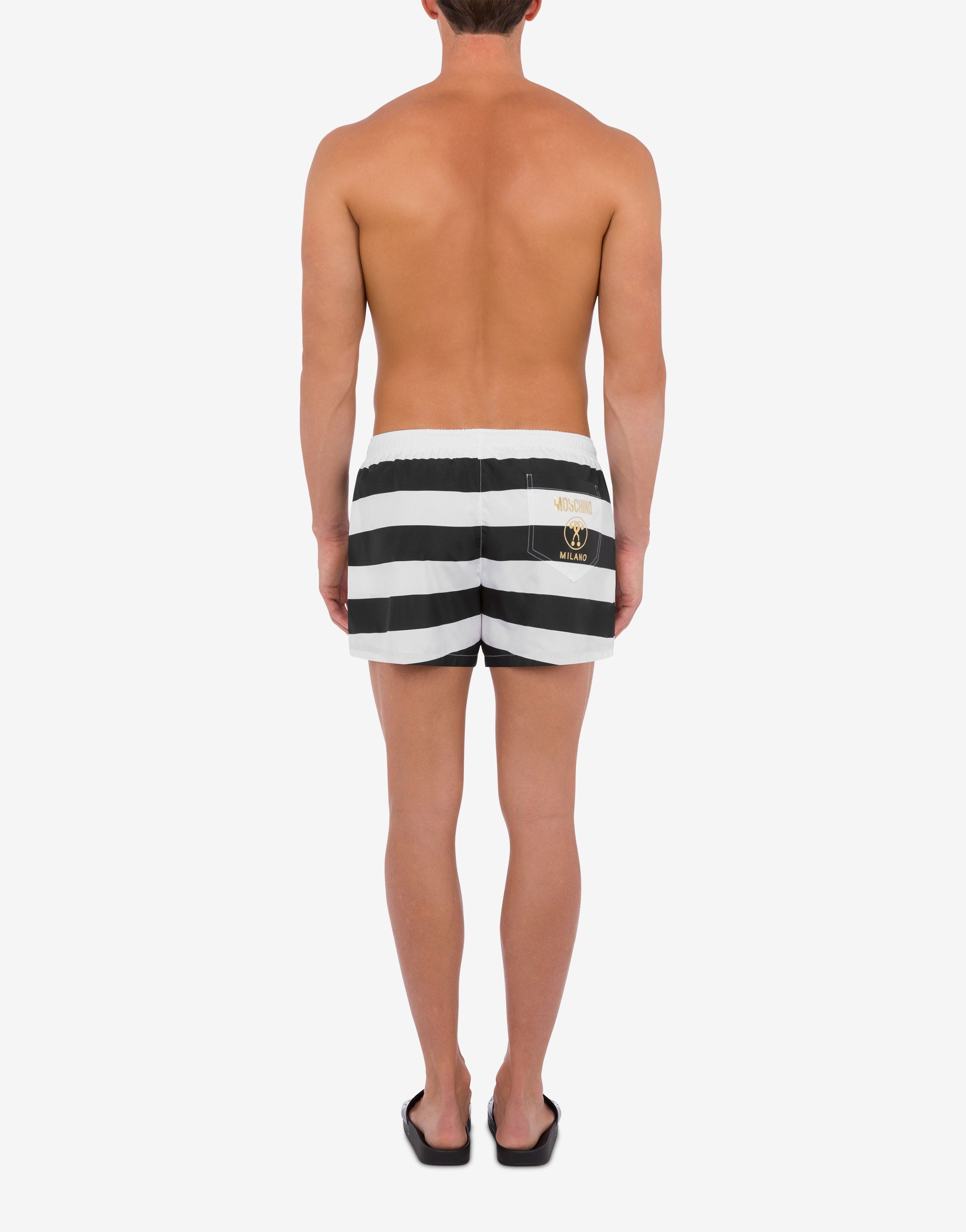 BLACK & WHITE STRIPES SWIM TRUNKS - 3