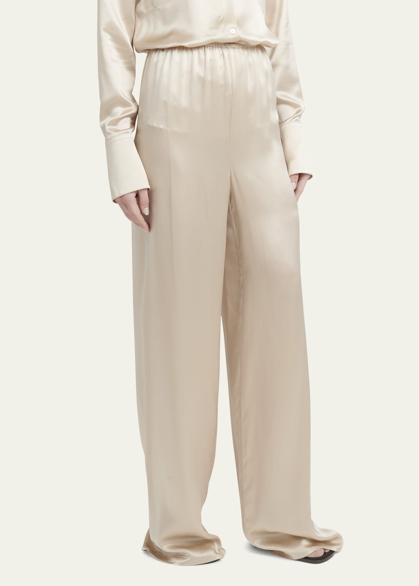 Fluid Wide-Leg Viscose-Satin Pants - 4
