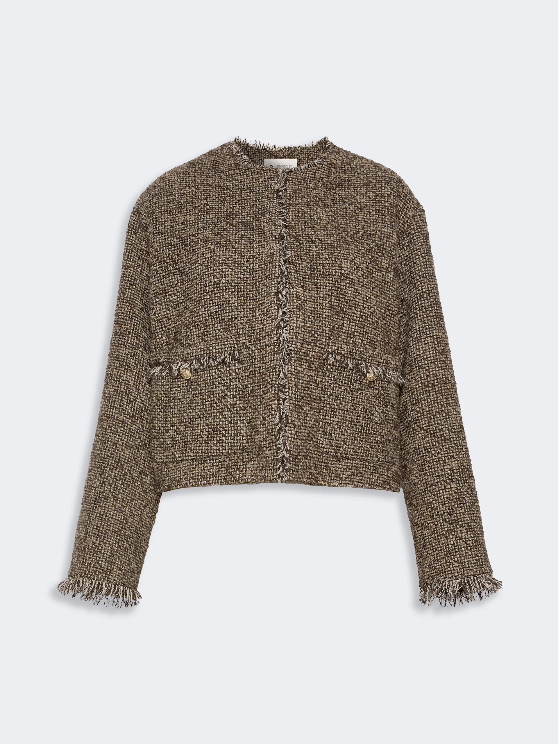 VENTO Wool blend bouclé boxy jacket - BROWN - 1