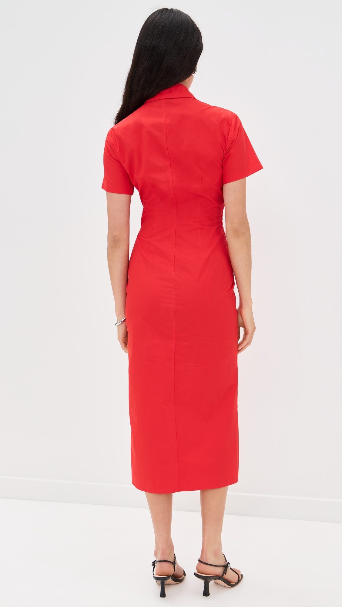 Collar Short Sleeve Midi Dress - 2