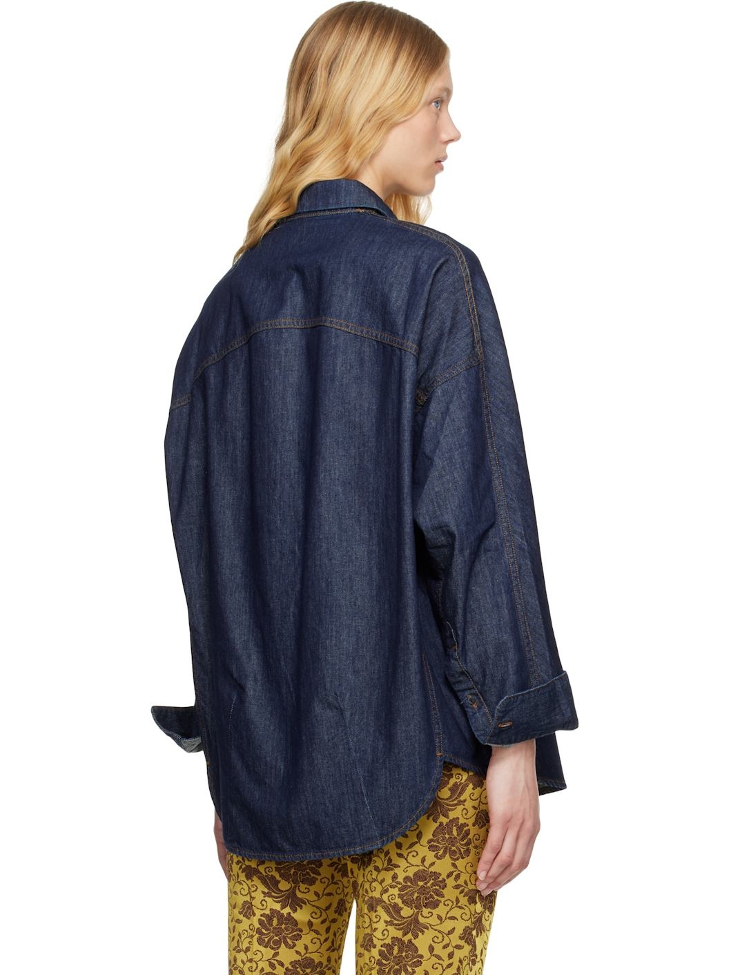 Navy Buttoned Denim Shirt - 3