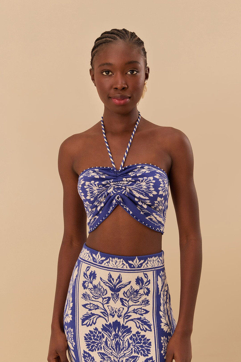 FARM RIO Off-White Delicate Tapestry Knit Top outlook