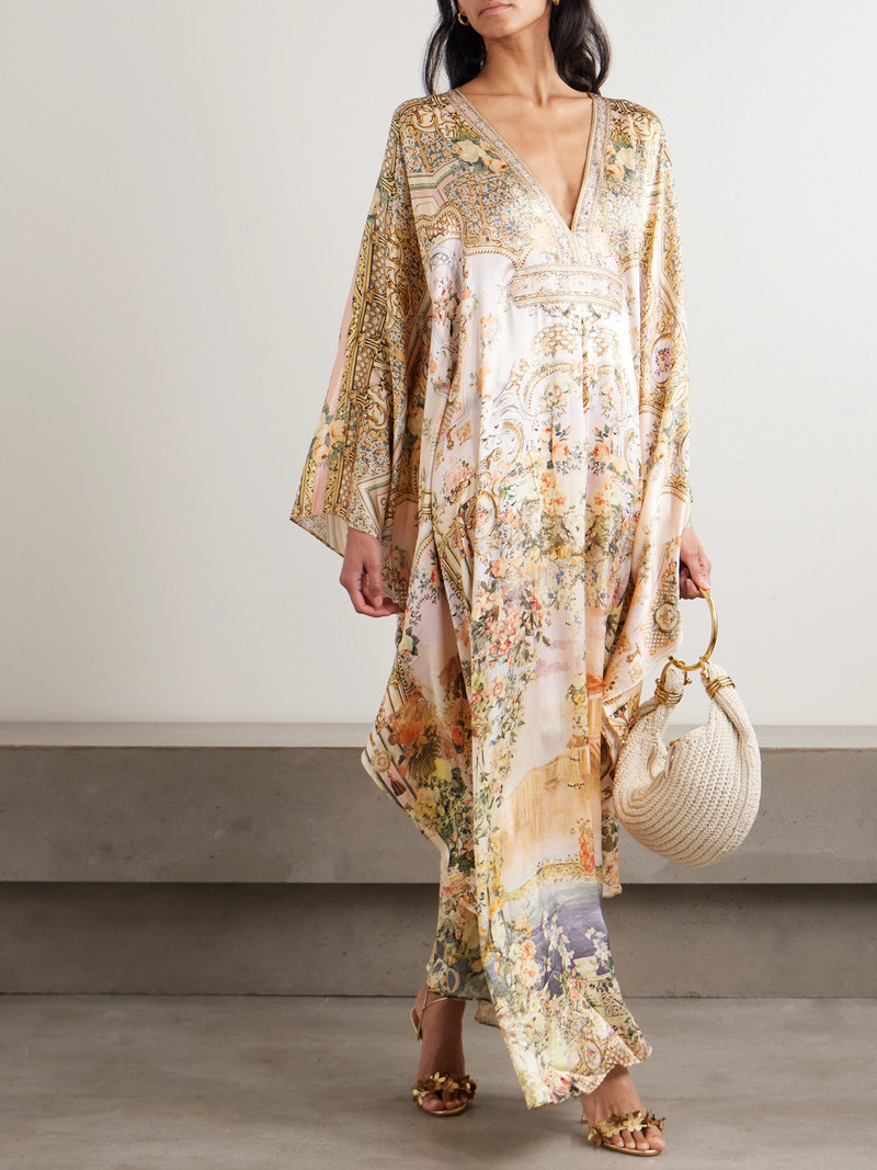 CAMILLA Crystal-embellished Printed Silk Kaftan outlook