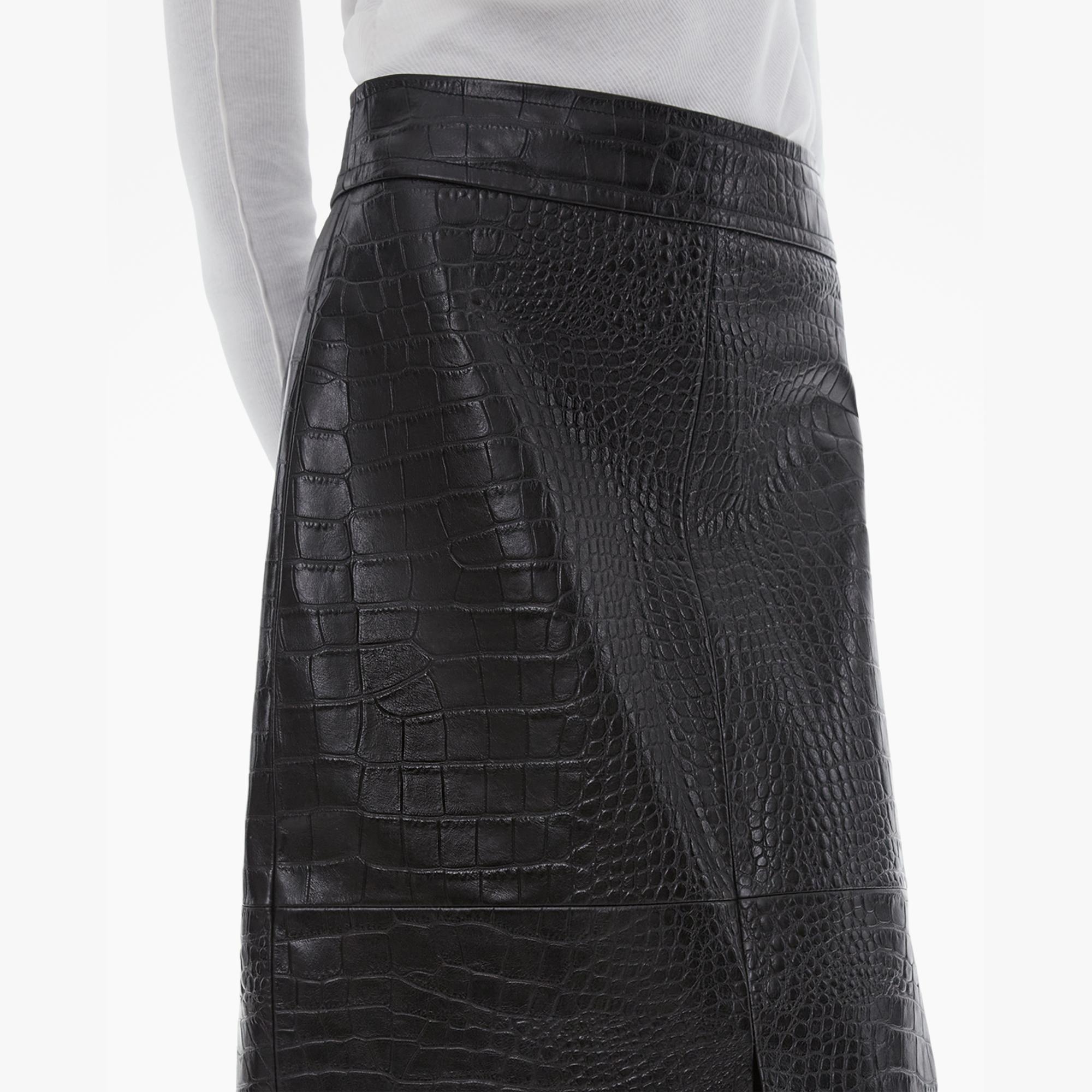 EMBOSSED LEATHER MIDI SKIRT - 6