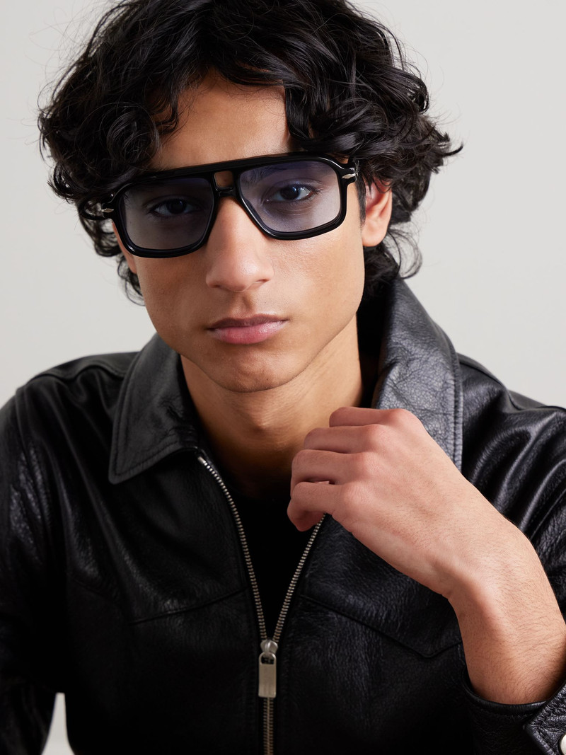 JACQUES MARIE MAGE Elkhart Aviator-Style Acetate Sunglasses Black outlook