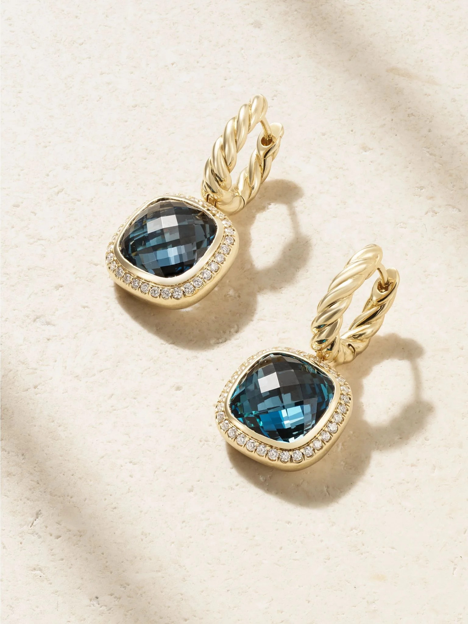 Albion® 18-karat gold, topaz and diamond earrings Blue - 1