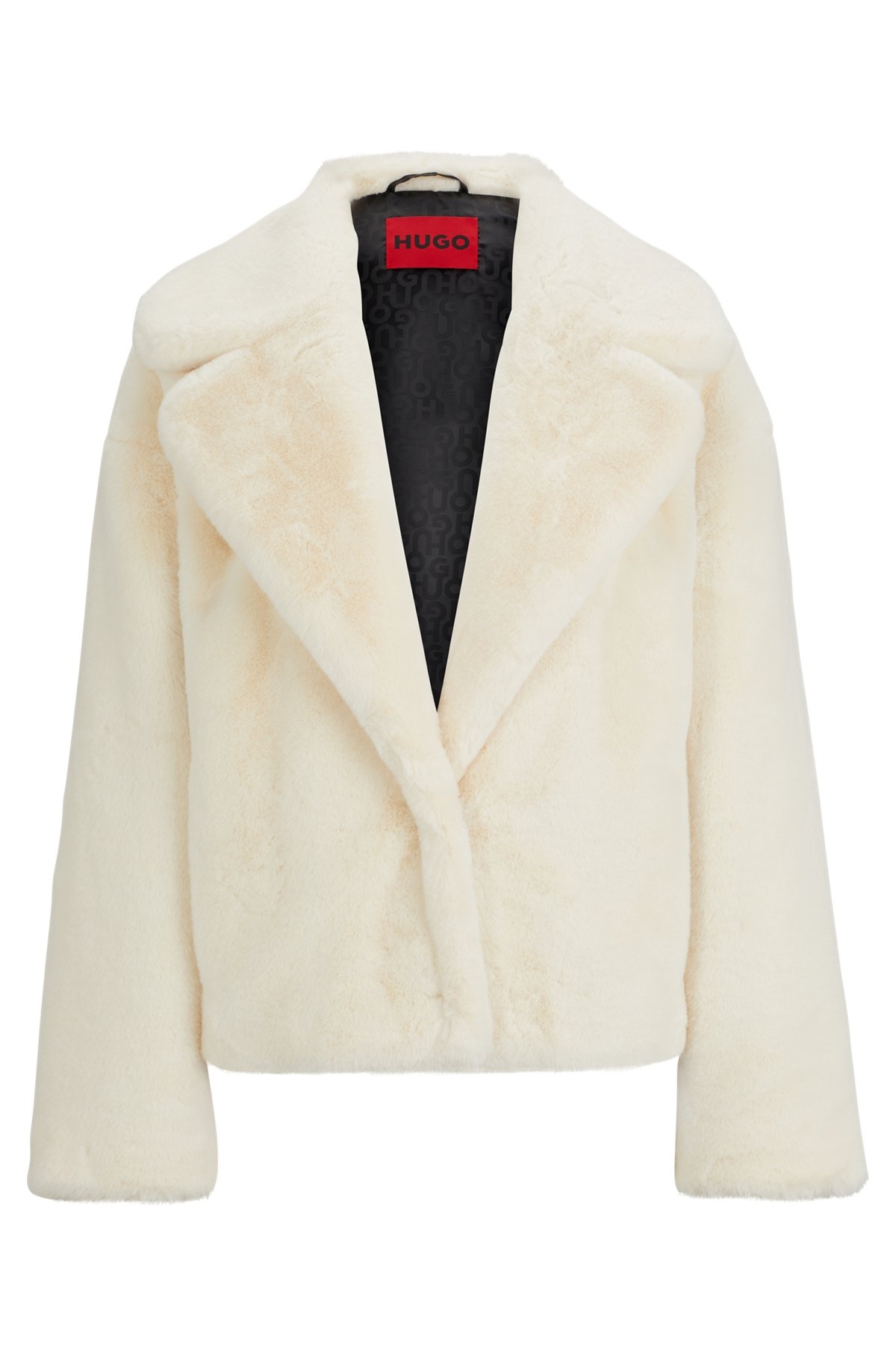 RELAXED-FIT JACKET IN FAUX FUR WITH STACKED LOGO - 1