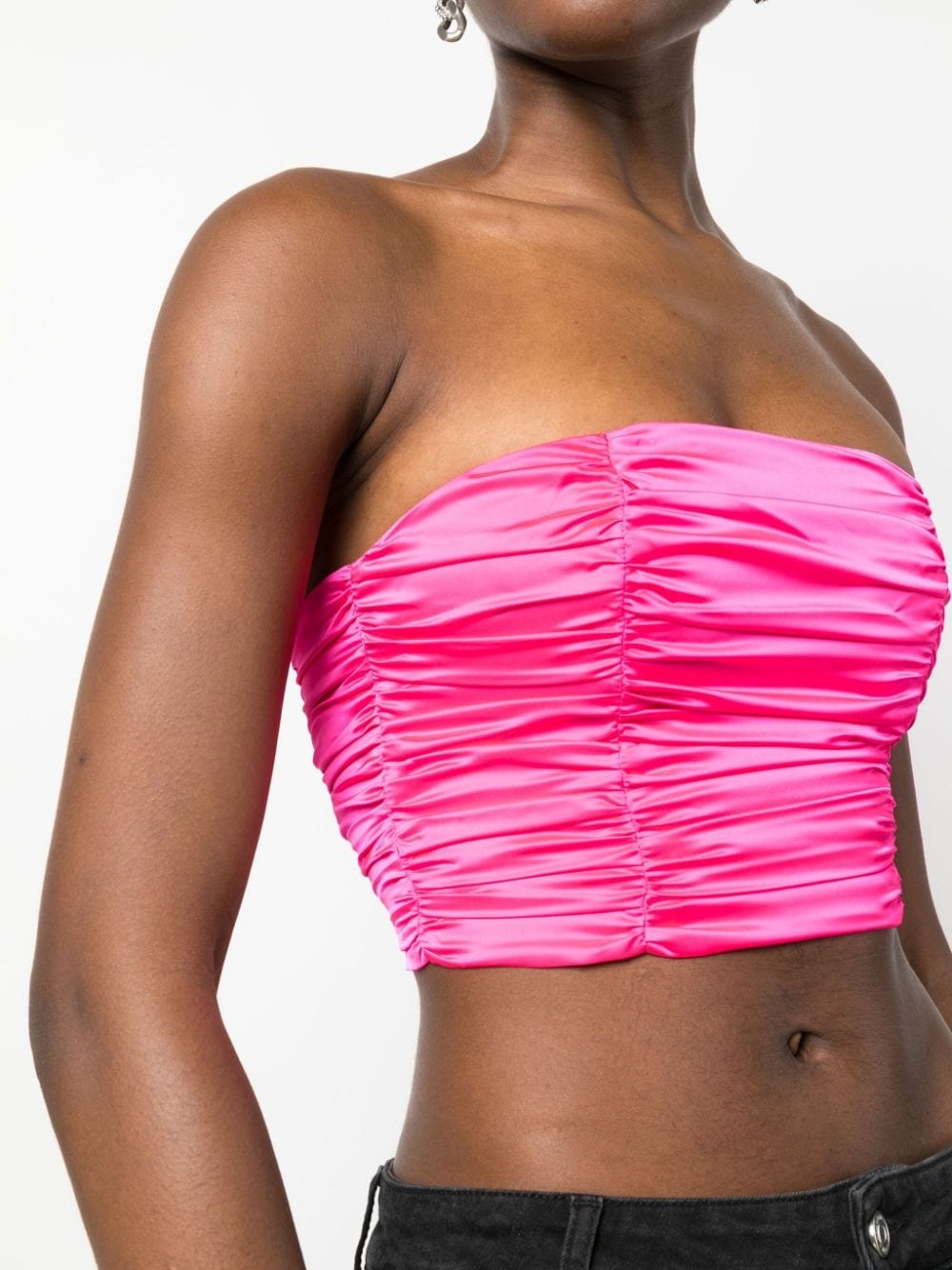 ruched satin cropped top - 5