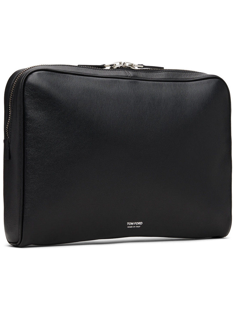 TOM FORD Black Grain Leather Minimal Laptop Pouch outlook