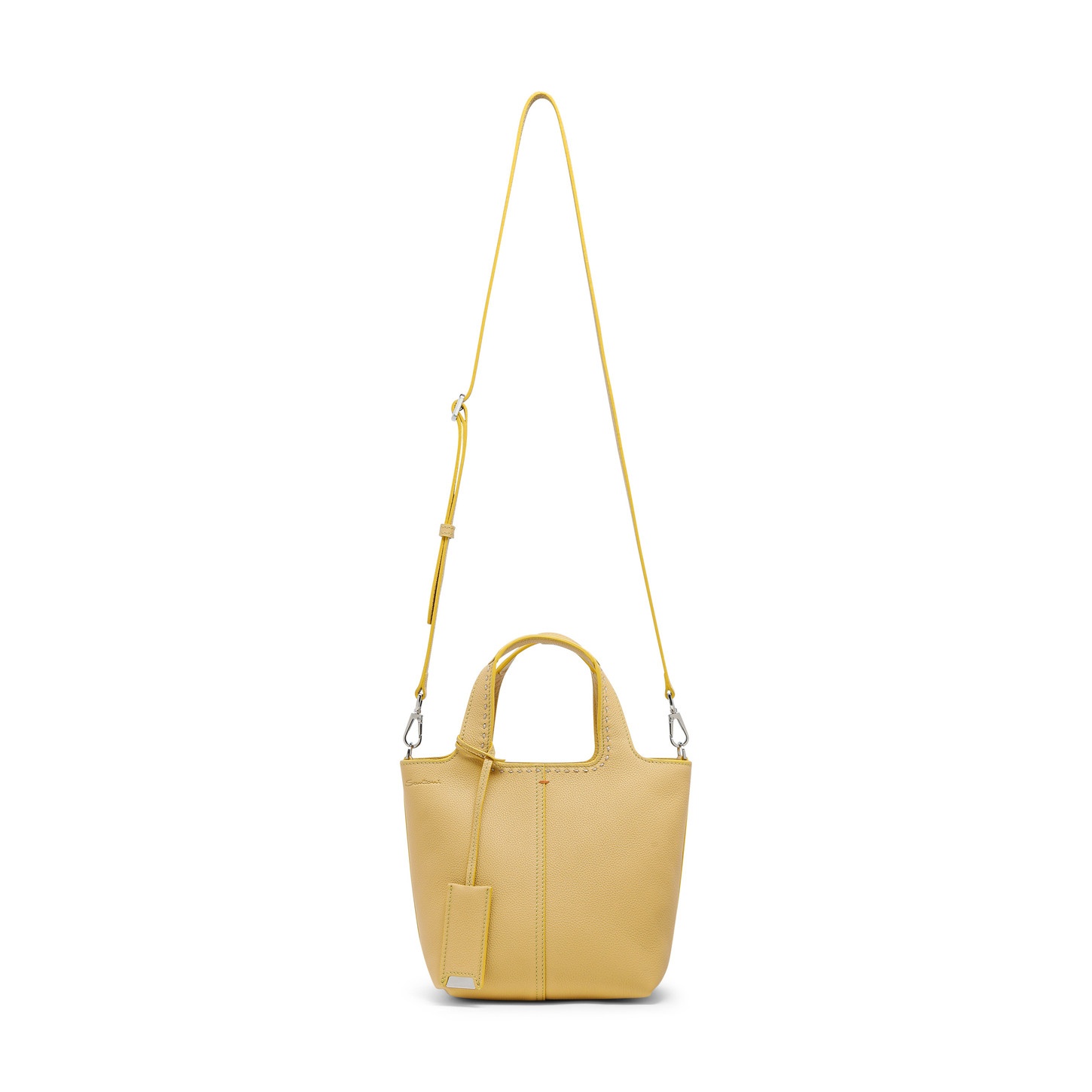 Yellow tumbled leather handbag - 3