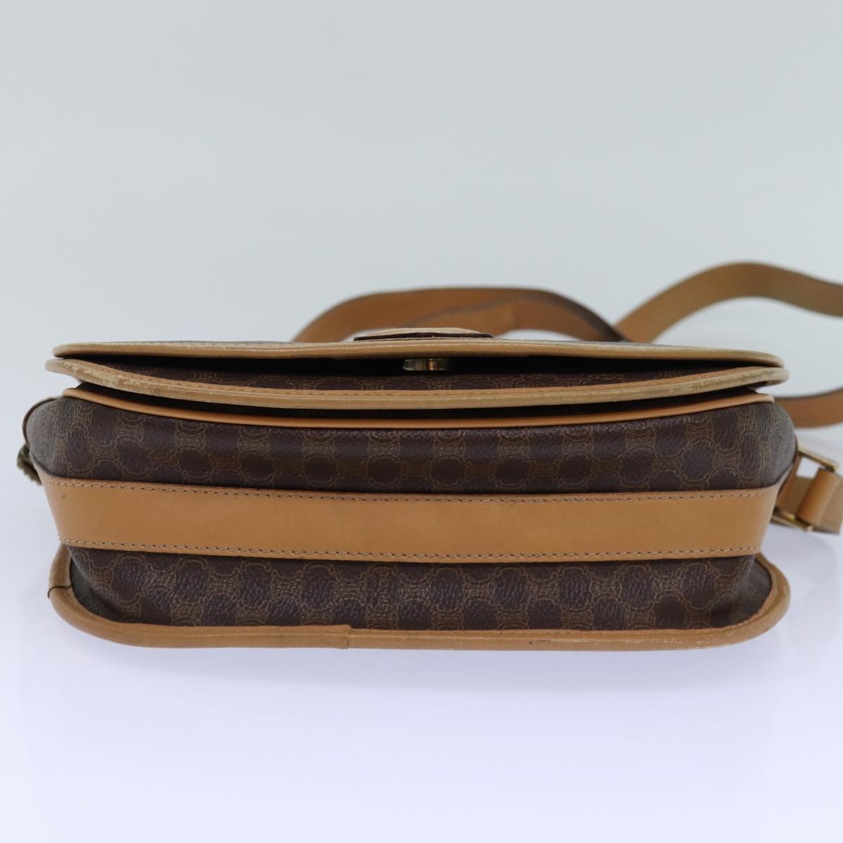 CELINE Macadam Canvas Shoulder Bag Pvc Leather Brown Gold - 5