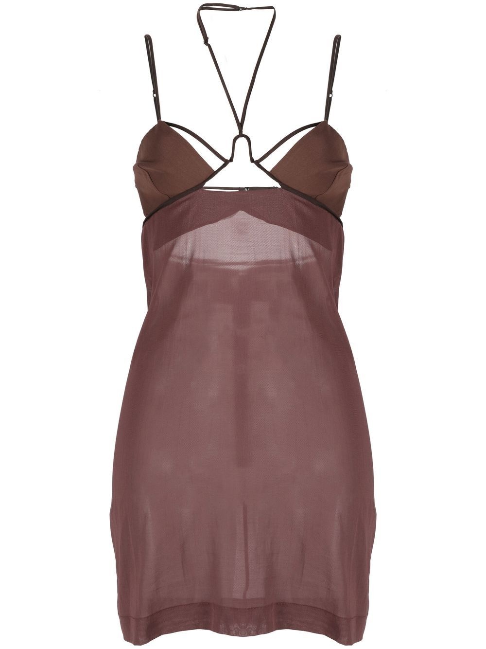 strap-detailing semi-sheer minidress - 1