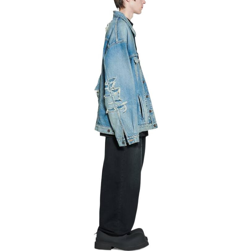 Balenciaga Destroyed Denim Jacket 'Blue' 727840TNW014268 - 5
