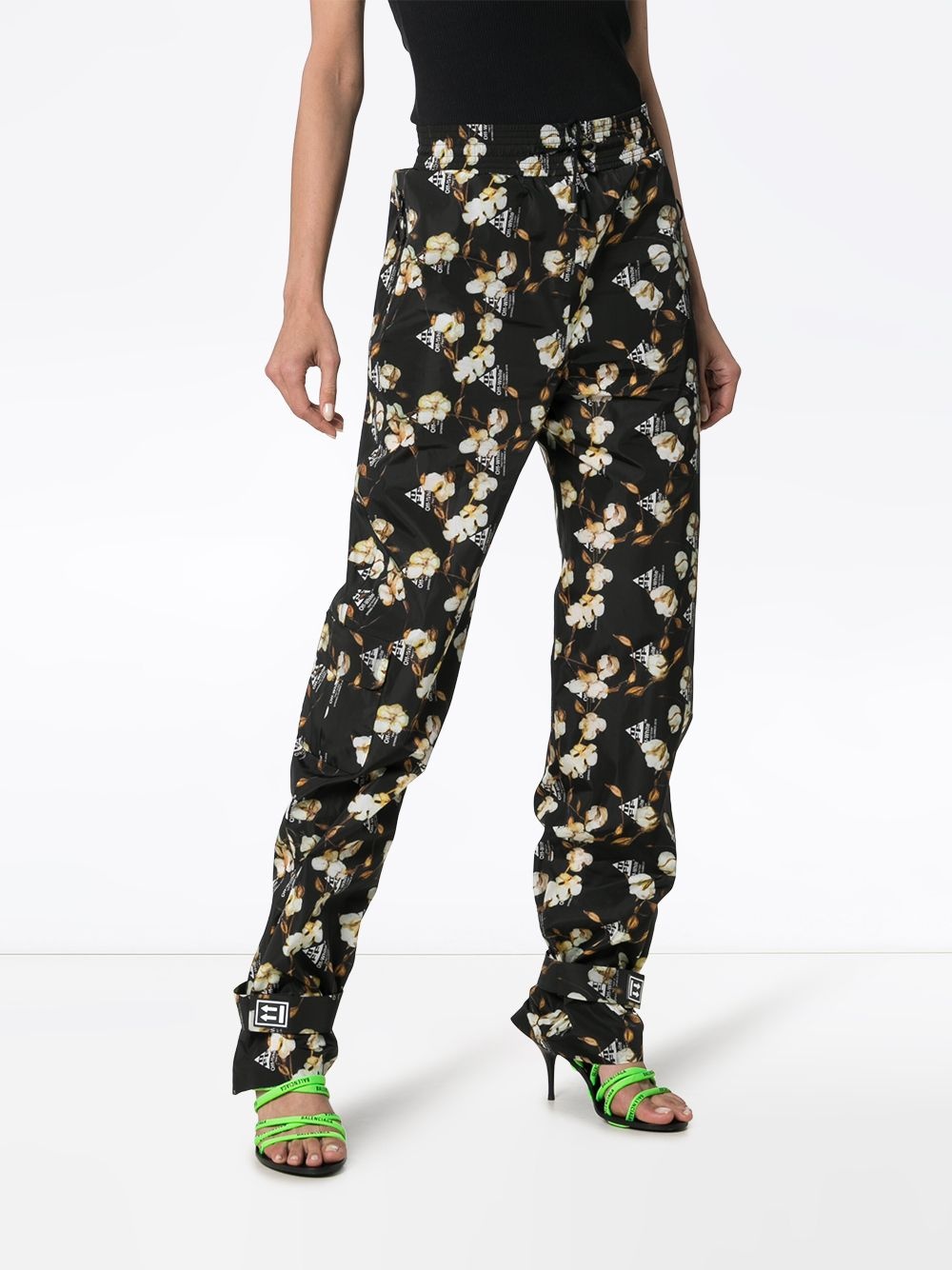 Floral Design Jogger Pants "Black" - 3