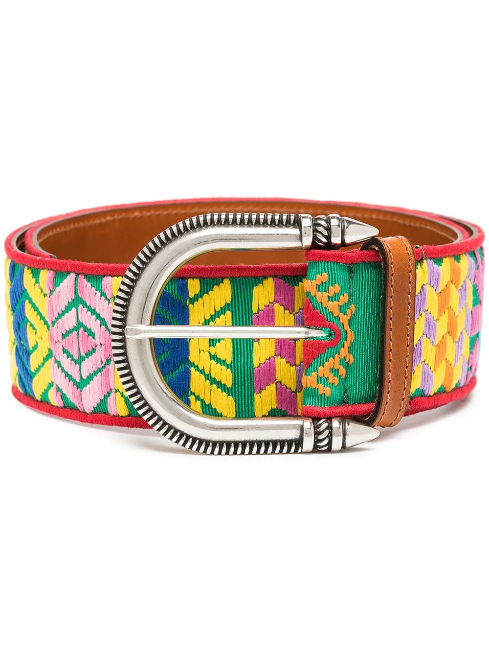 embroidered leather belt - 1