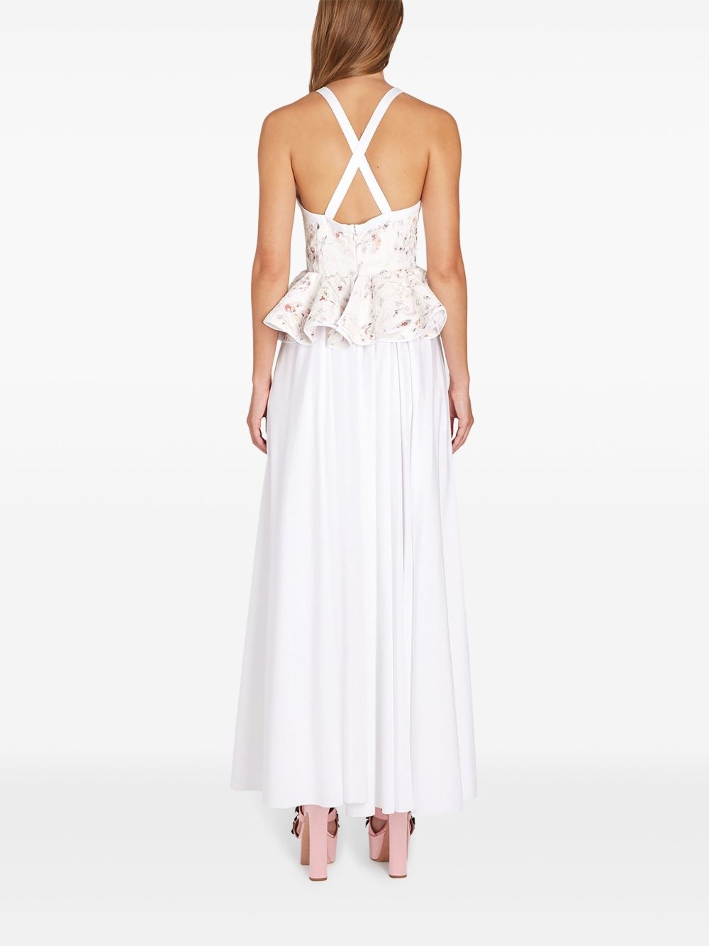 floral-jacquard maxi dress - 4