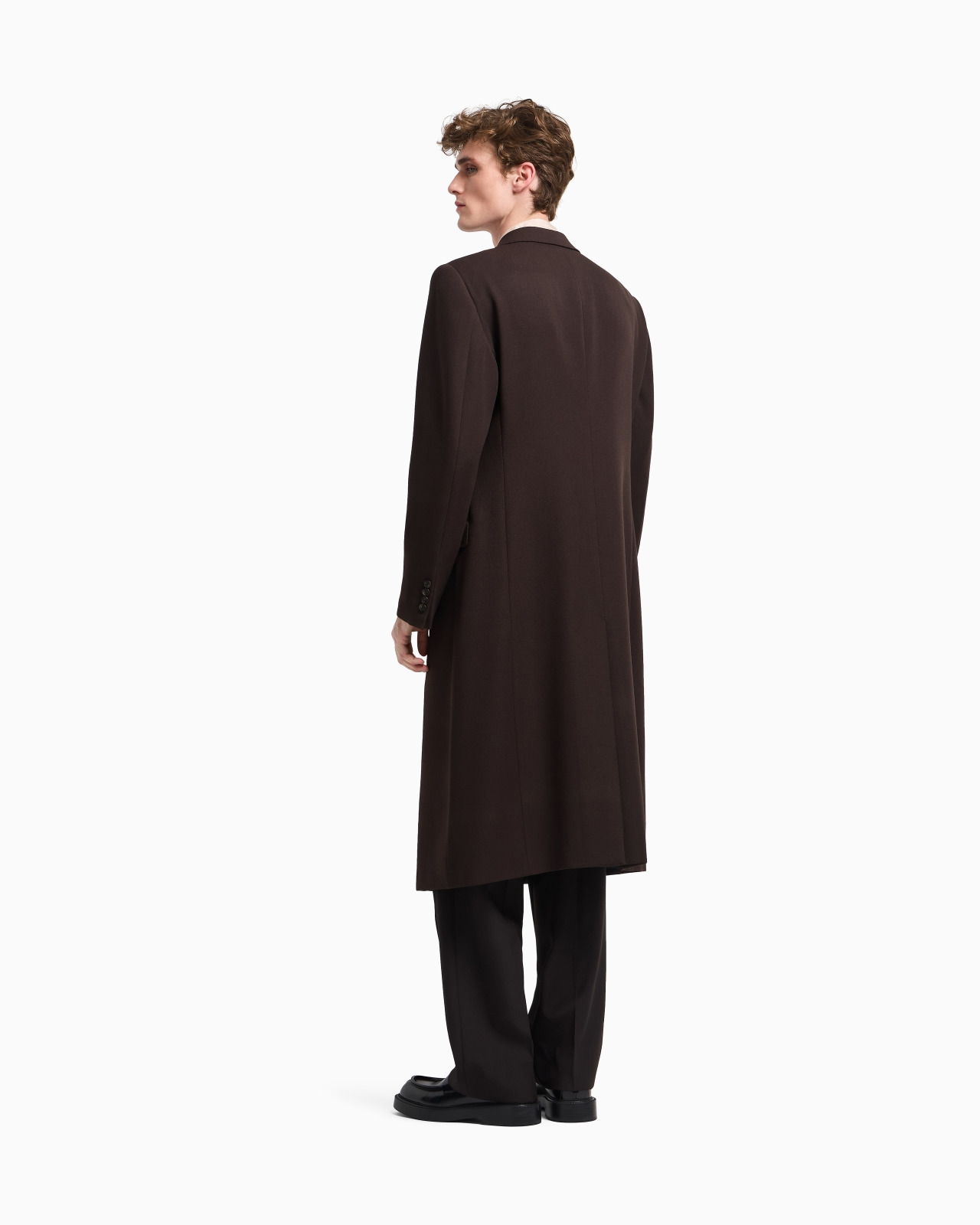 SINGLE-BREASTED COAT IN GRANULAR VIRGIN WOOL - 3