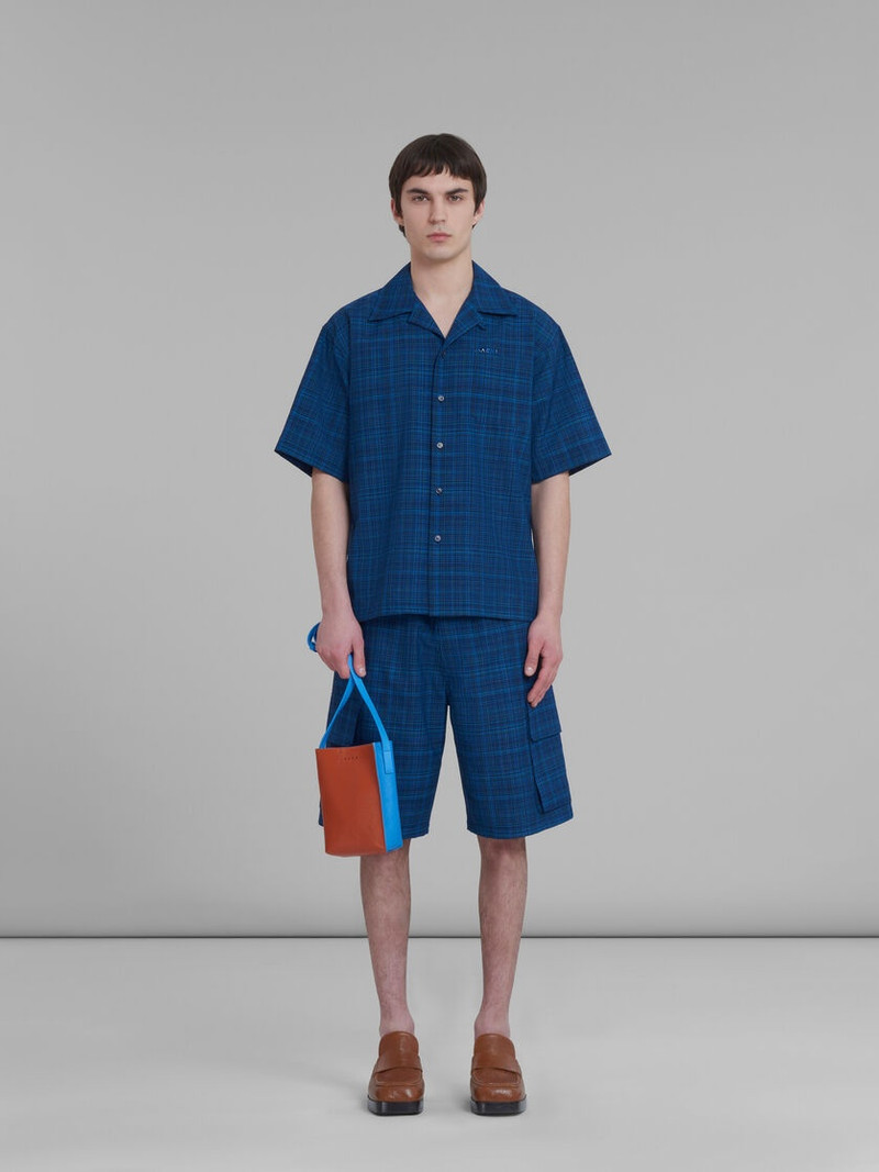 Marni MUSEO SOFT SMALL BAG IN BROWN AND BLUE LEATHER outlook