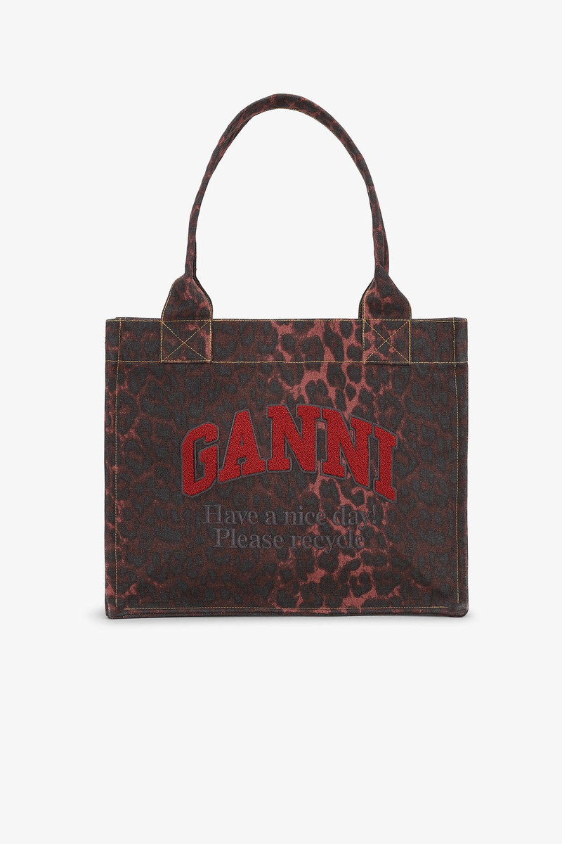 RED LEOPARD PRINT CANVAS TOTE BAG 1