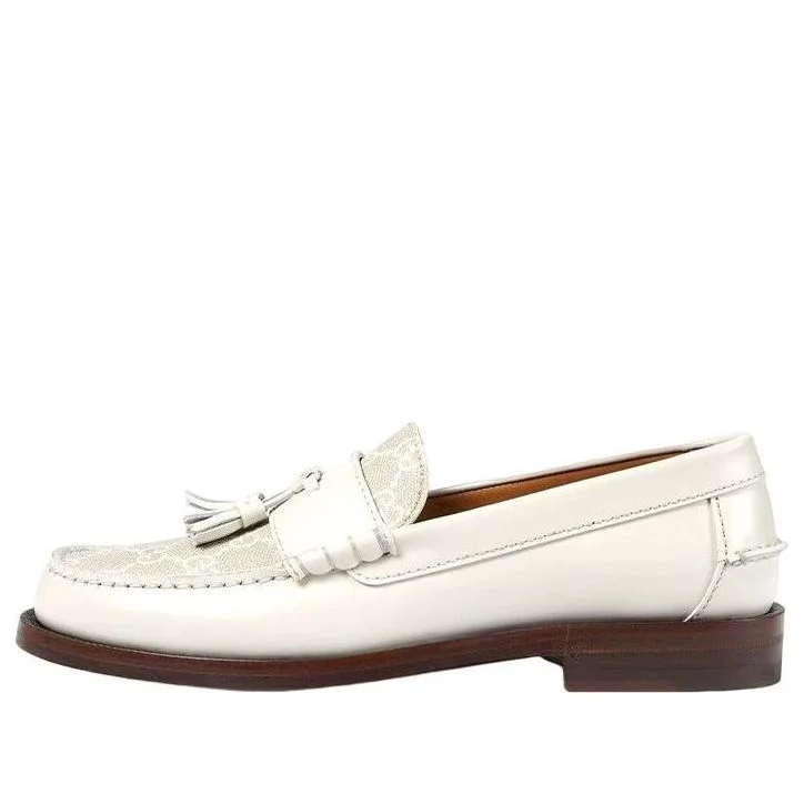 (WMNS) Gucci GG Supreme tassel loafers 'White' 694866-17X50-9071 - 1