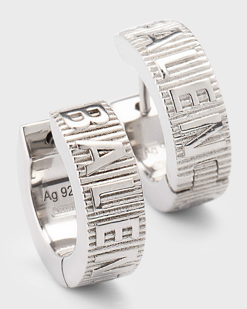 Sterling Silver Logo Hoop Earrings 1