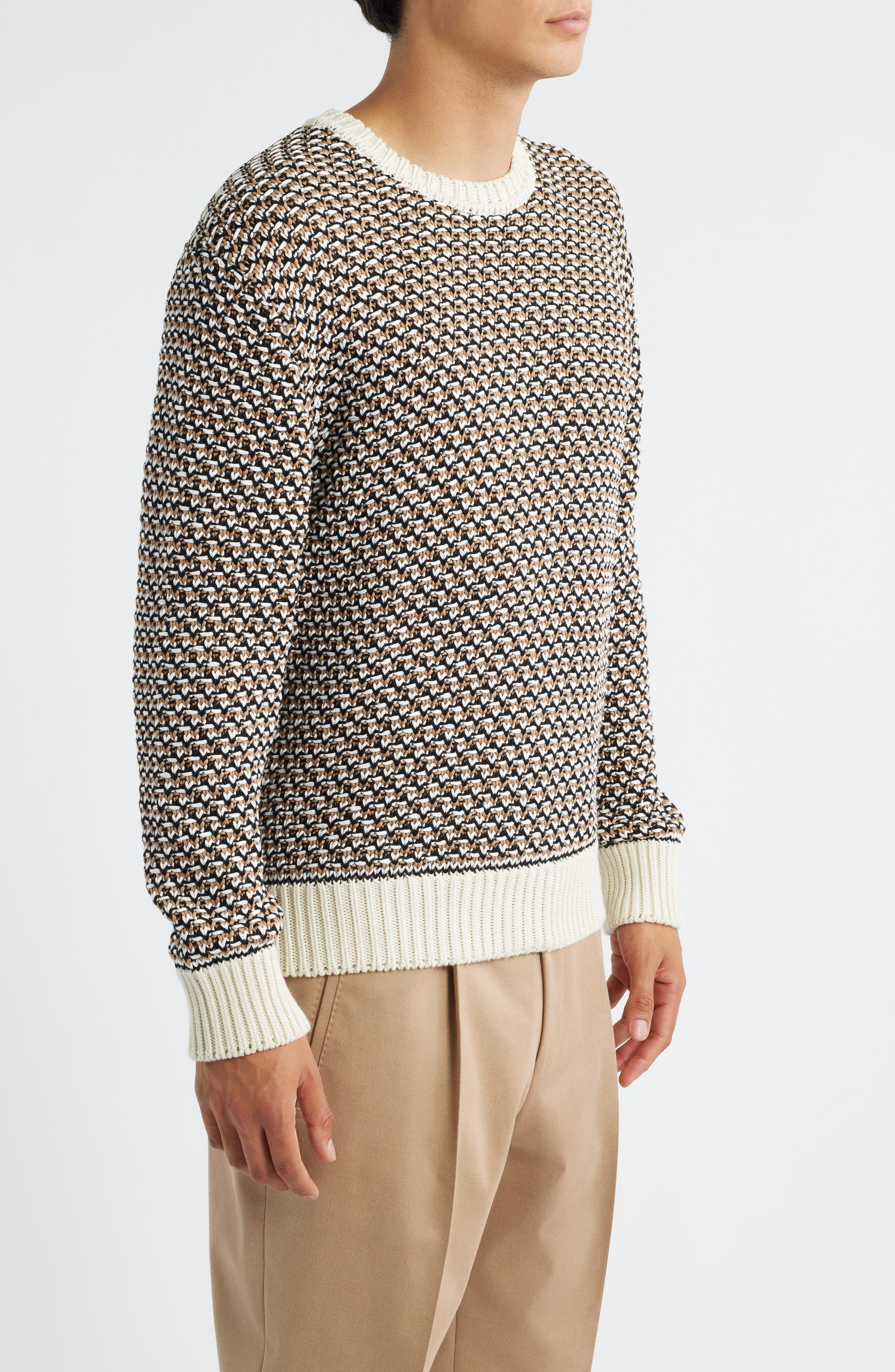 BOSS Imauro Cotton Sweater in Open White at Nordstrom - 3