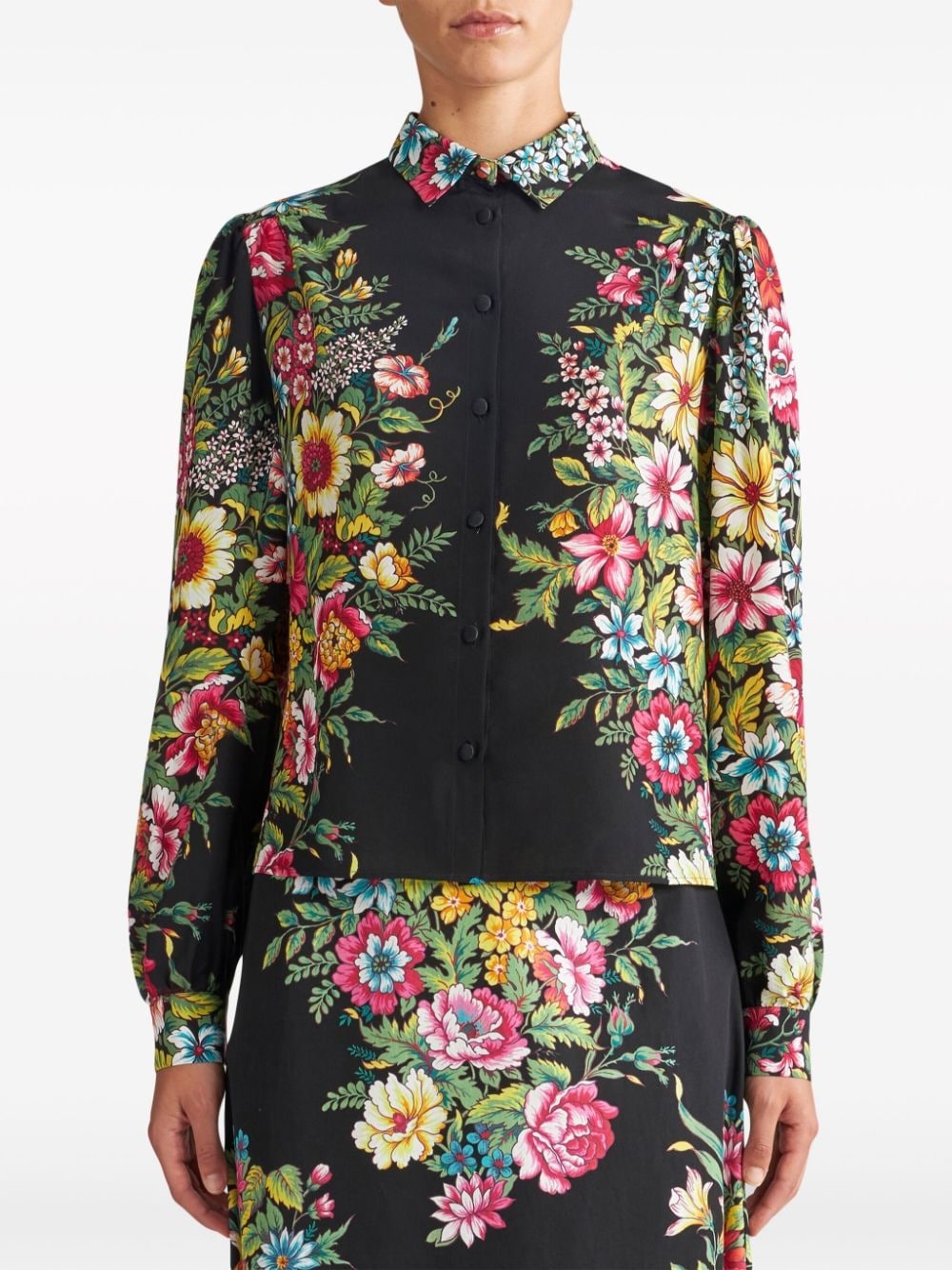 floral-print silk shirt - 3