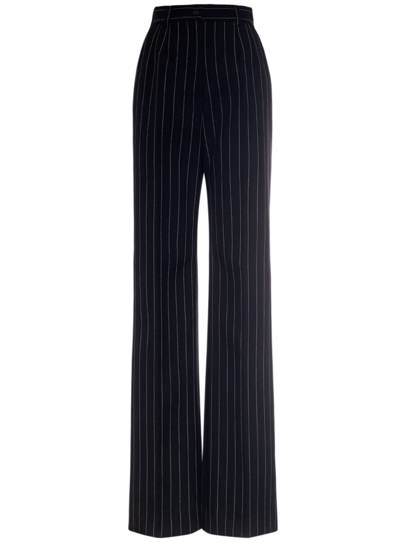 Wool pinstriped flare pants - 1