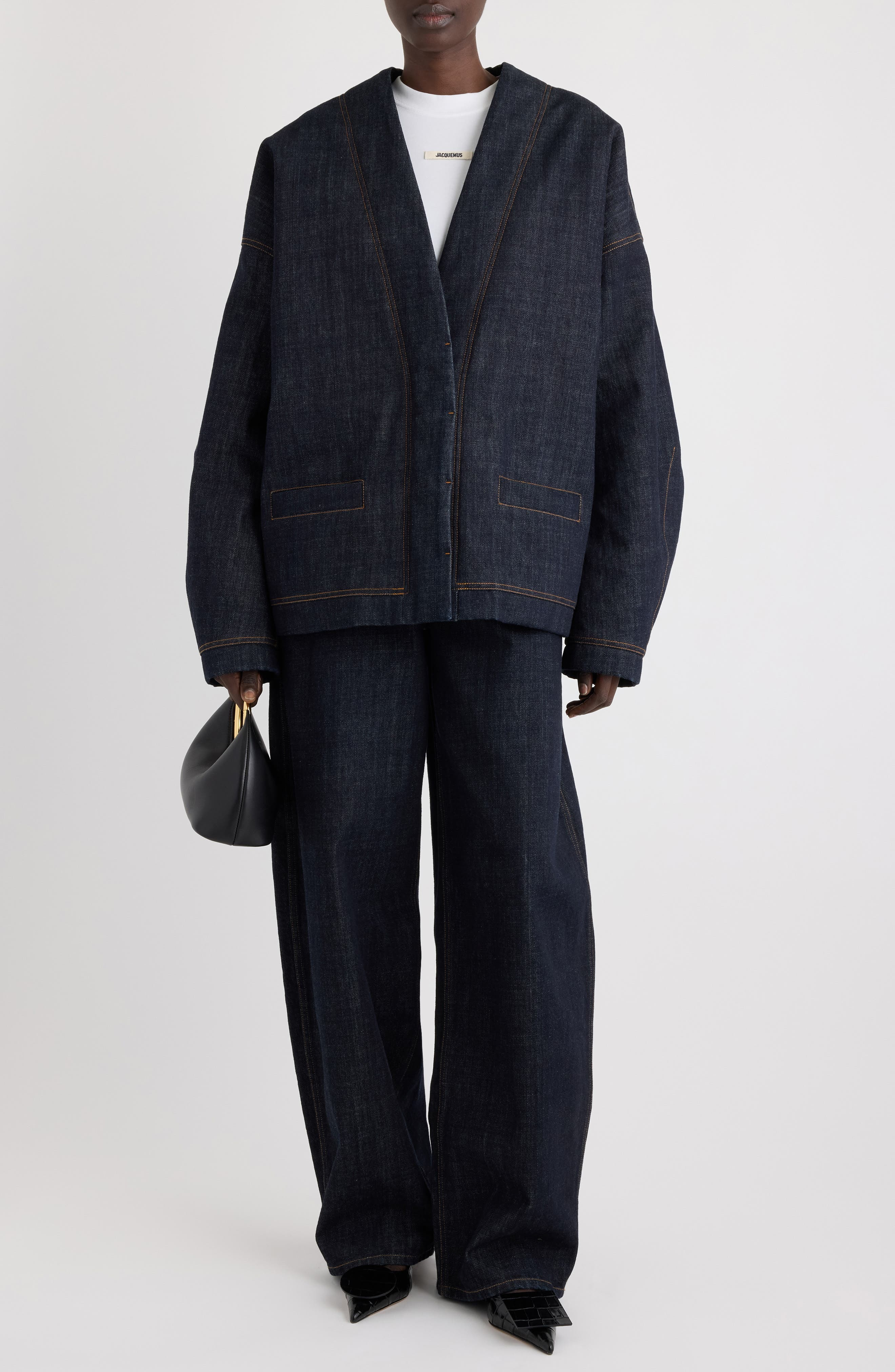 Jacquemus Le Cardigan de-Nîmes Oversize Denim Cardigan in Dark Navy at Nordstrom - 2