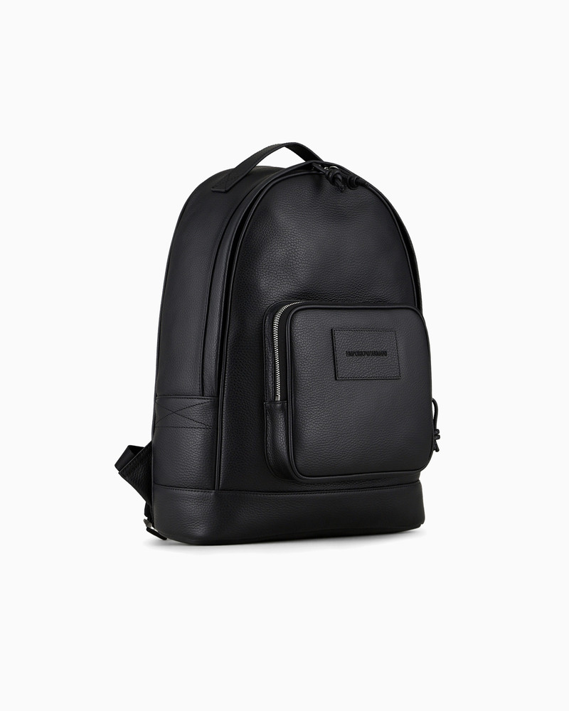 EMPORIO ARMANI Rounded backpack in tumbled leather outlook