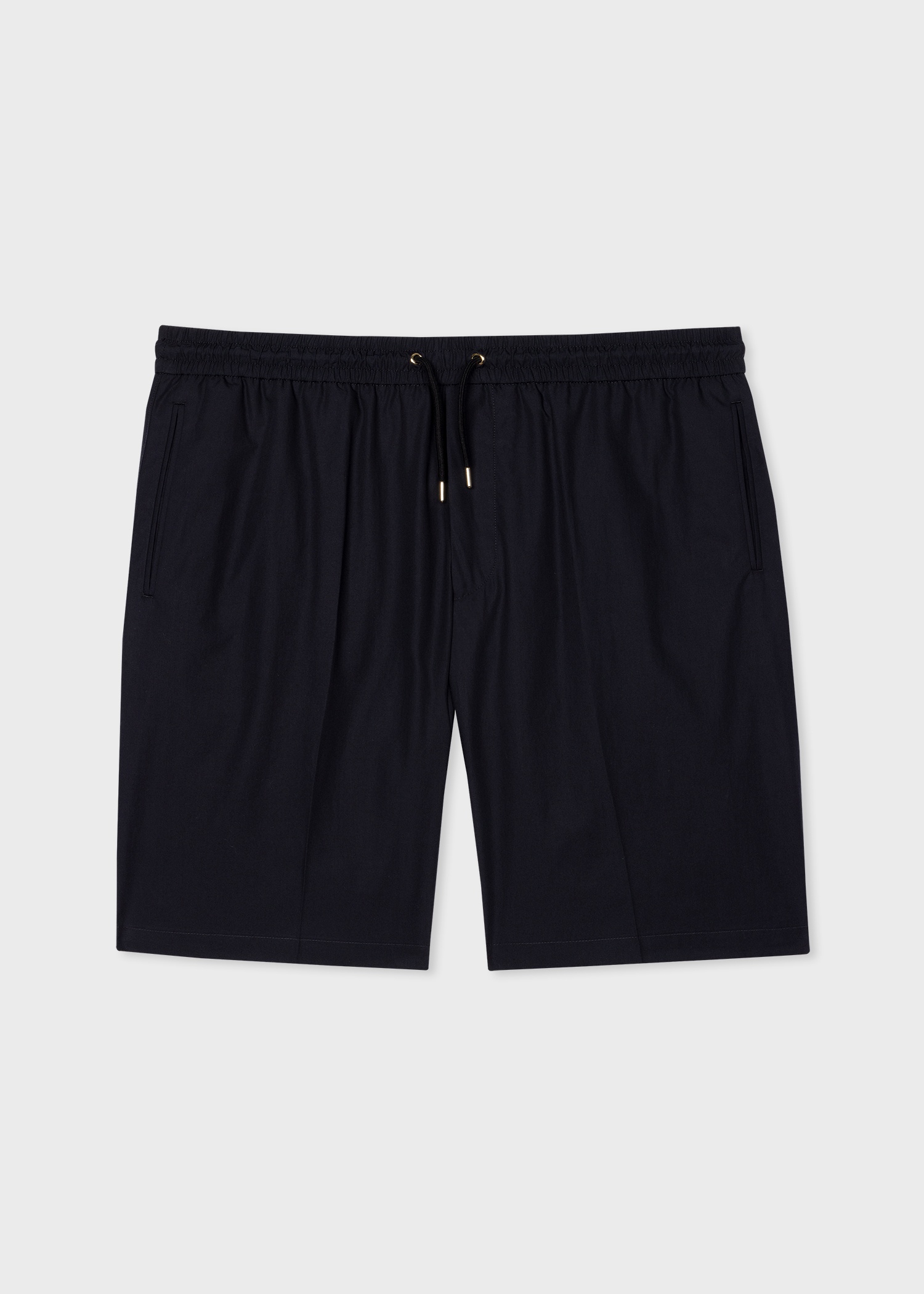 Navy Cotton-Poplin Drawstring Shorts - 1