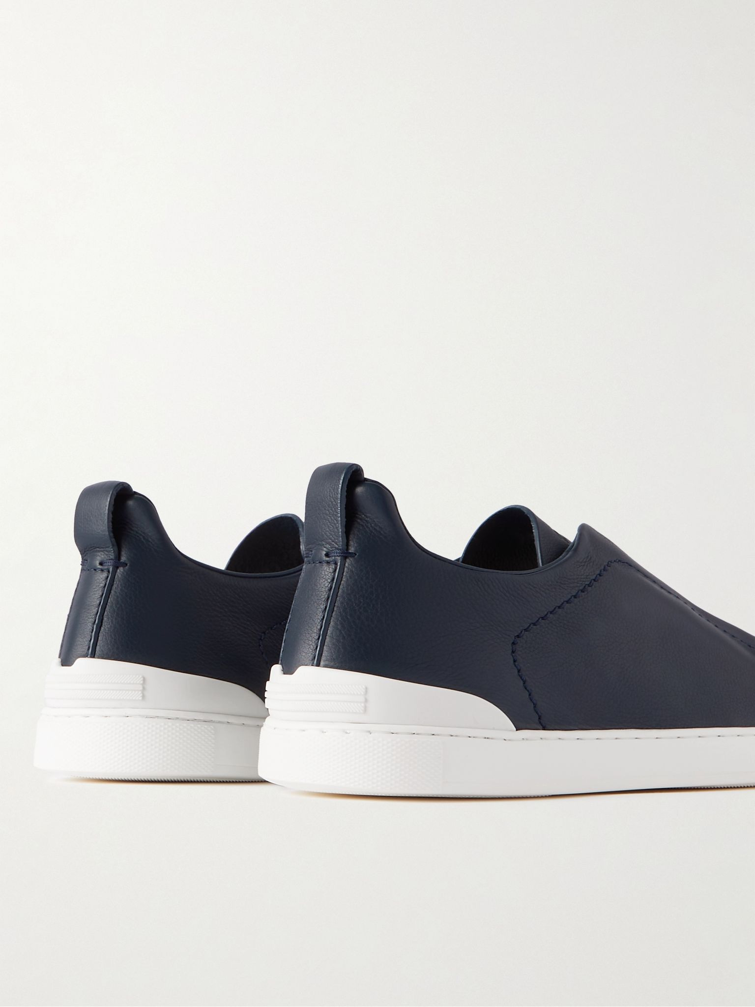 Triple Stitch™ SECONDSKIN Full-Grain Leather Sneakers Navy - 5