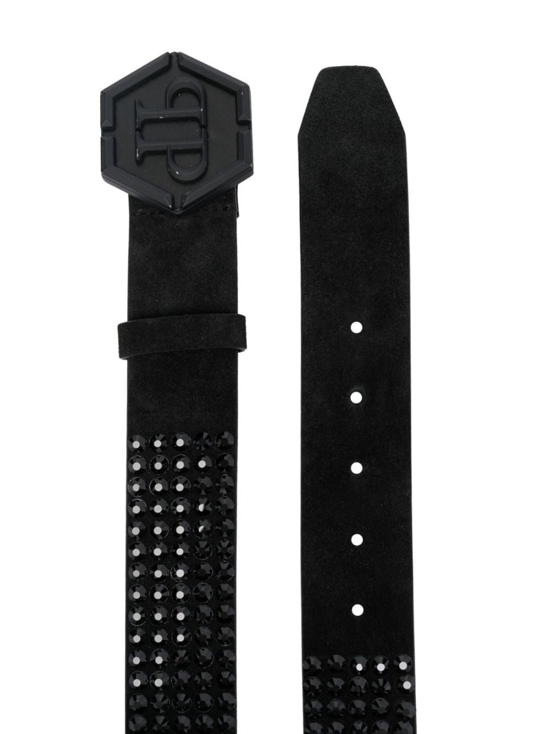 PHILIPP PLEIN embossed-logo buckle belt outlook