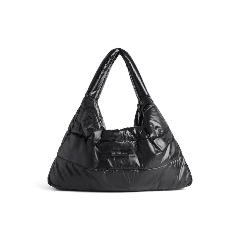 Men's Puffer Hobo Bag Medium in Black 1