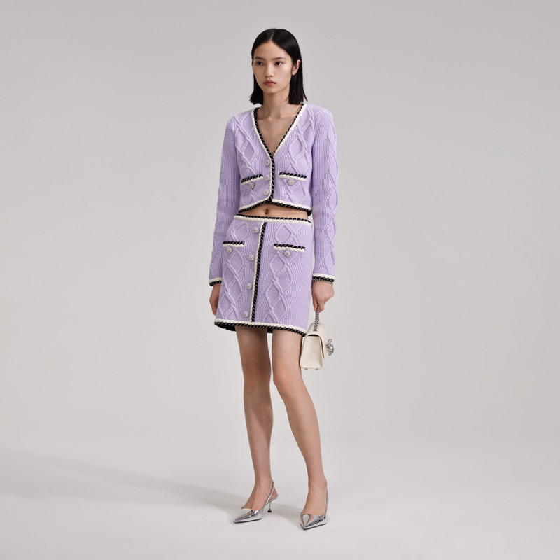 self-portrait Lilac Knit Mini Skirt outlook