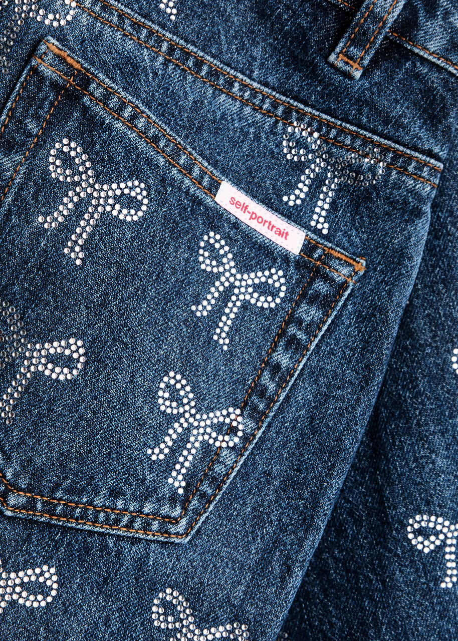 Self-portrait Bow-embellished Wide-leg Jeans - 5
