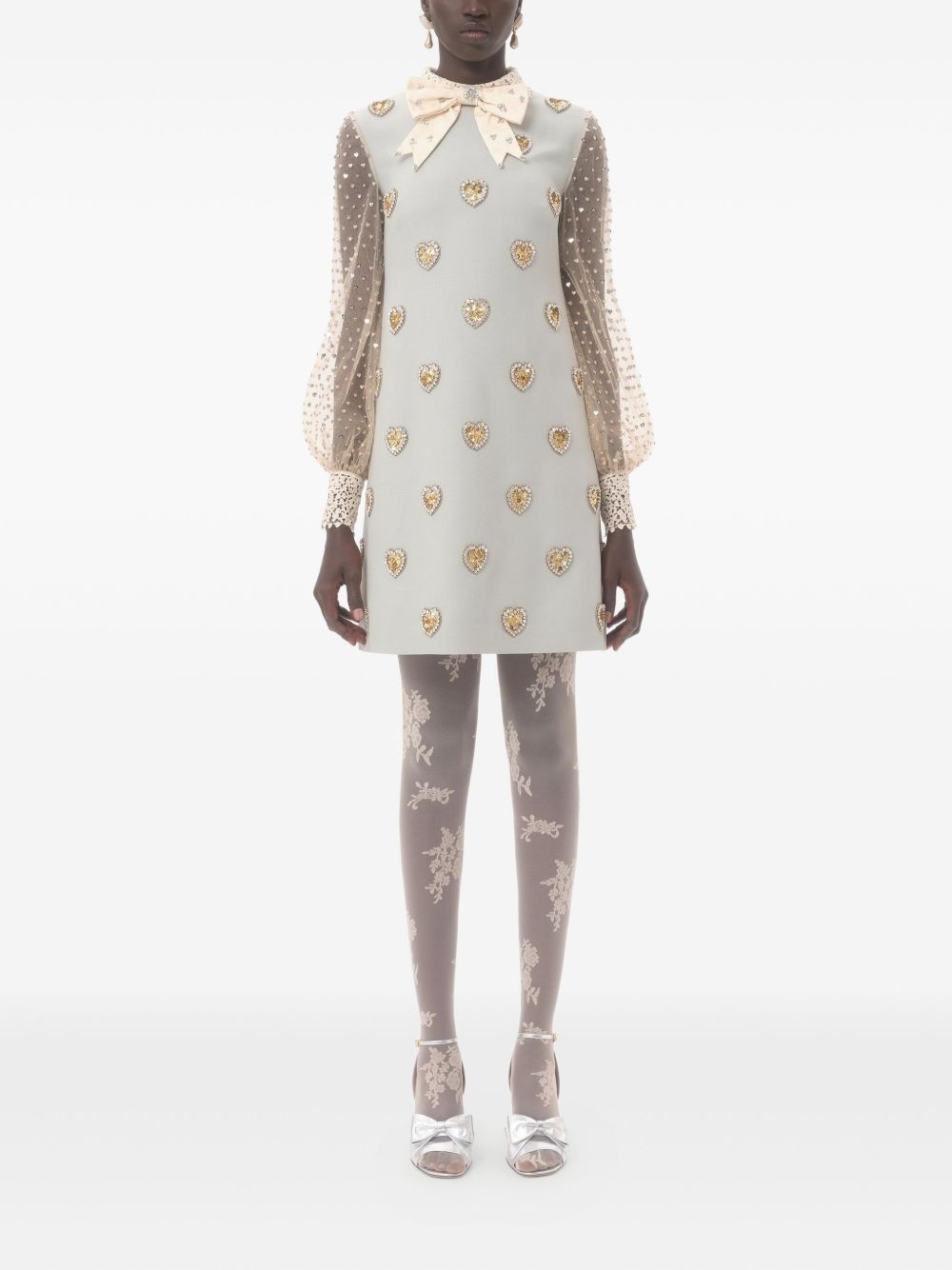 embroidered crepe dress - 3