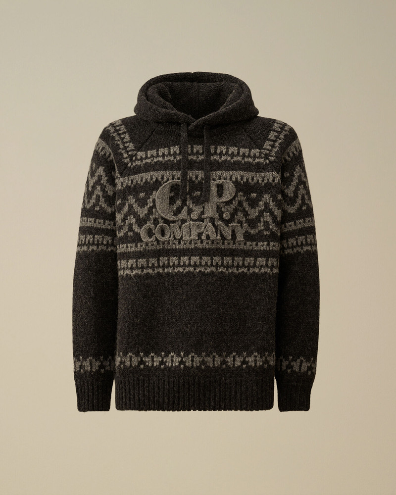 Jacquard Wool Hooded Sweater 1