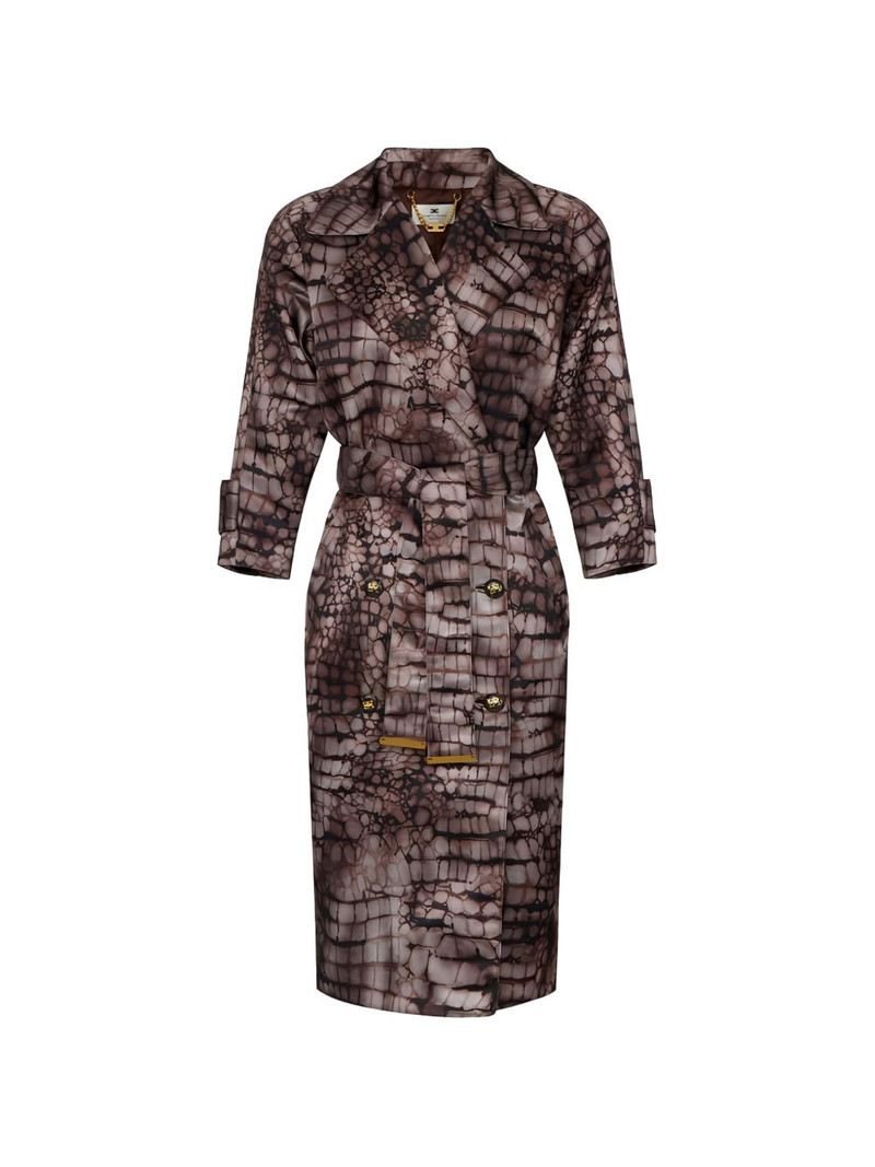 Alligator-print double-breasted trench coat 1