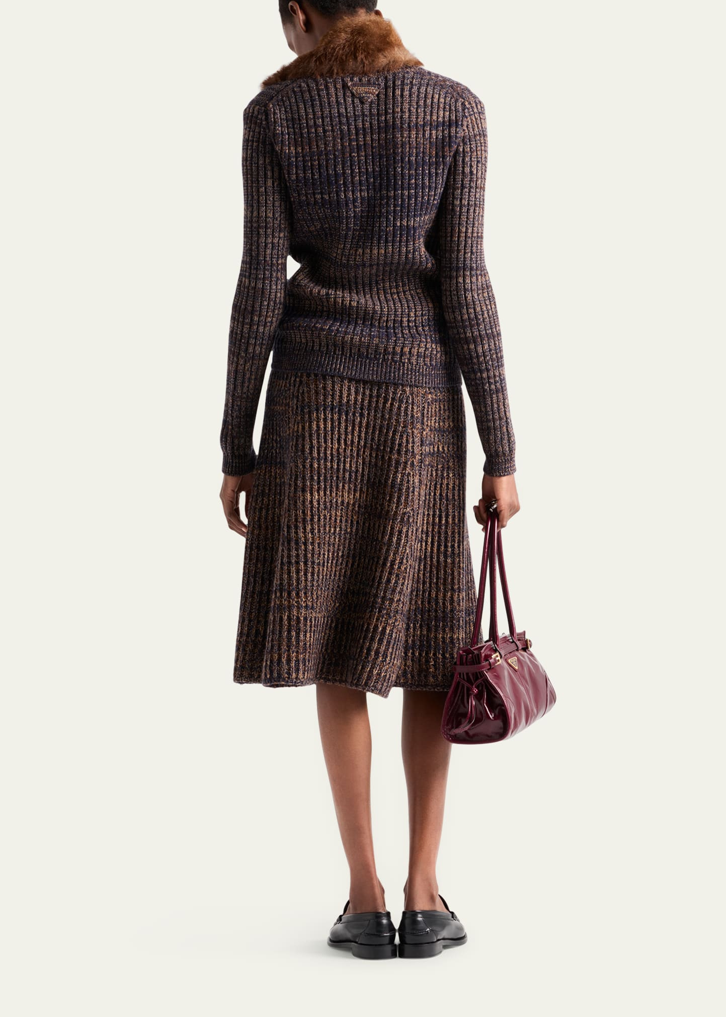 Cashmere-Wool Mouline Midi Skirt - 3