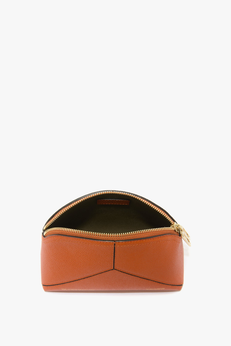 Victoria Mini Wash Bag In Burnt Orange Grained Leather 7