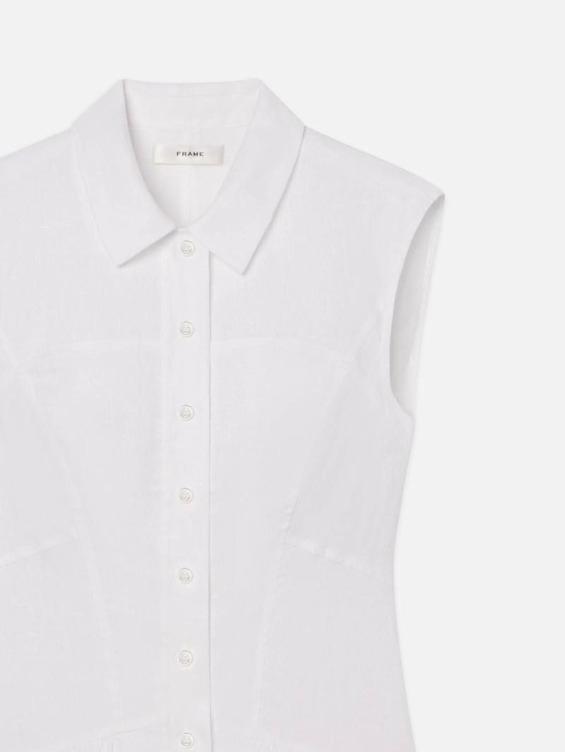 FRAME The Linen Day Dress in White outlook